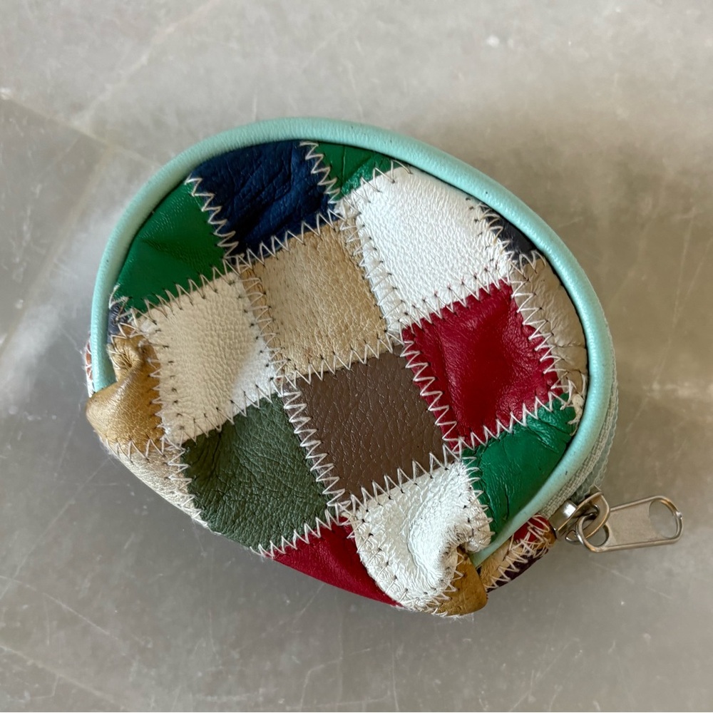 Leather Patchwork Zip Pouch - image 1